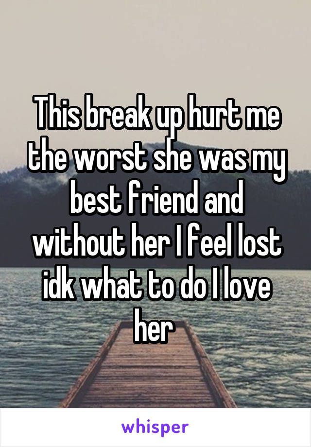 This break up hurt me the worst she was my best friend and without her I feel lost idk what to do I love her 