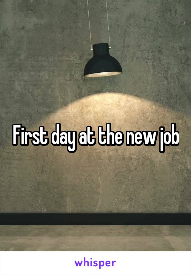 First day at the new job