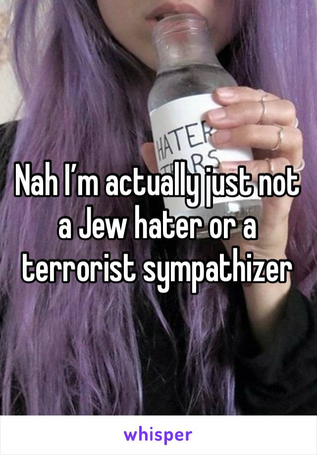 Nah I’m actually just not a Jew hater or a terrorist sympathizer 