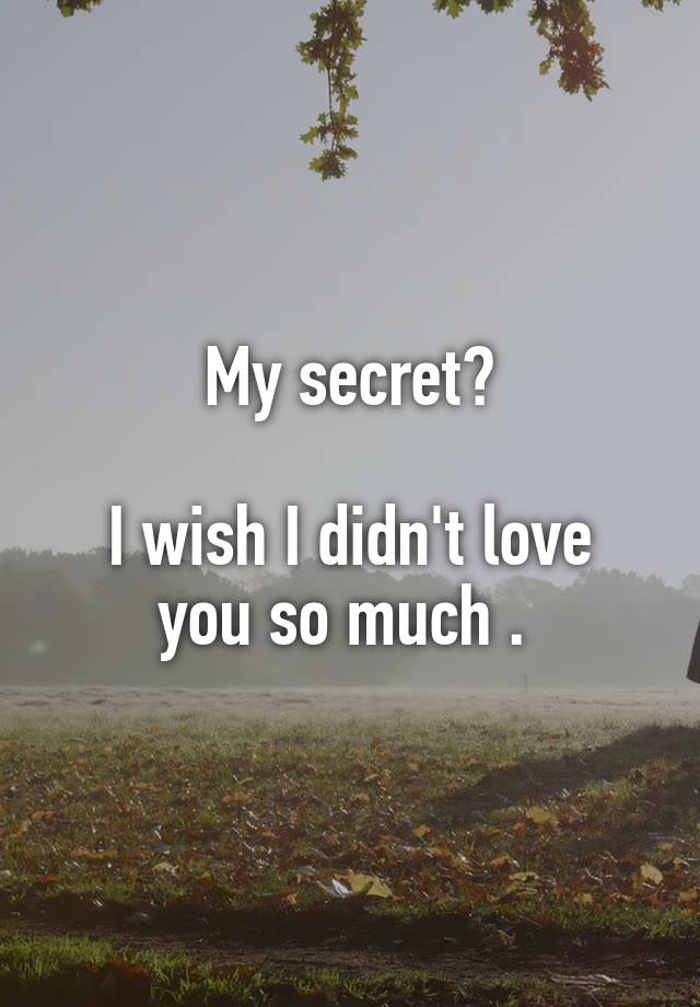 My secret?

I wish I didn't love you so much . 