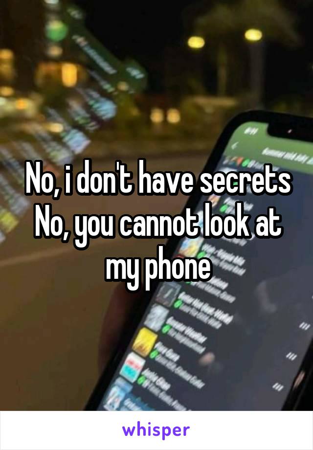 No, i don't have secrets
No, you cannot look at my phone