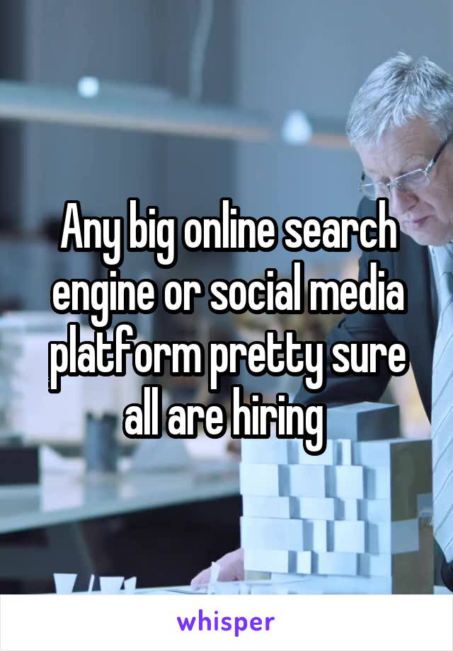 Any big online search engine or social media platform pretty sure all are hiring 