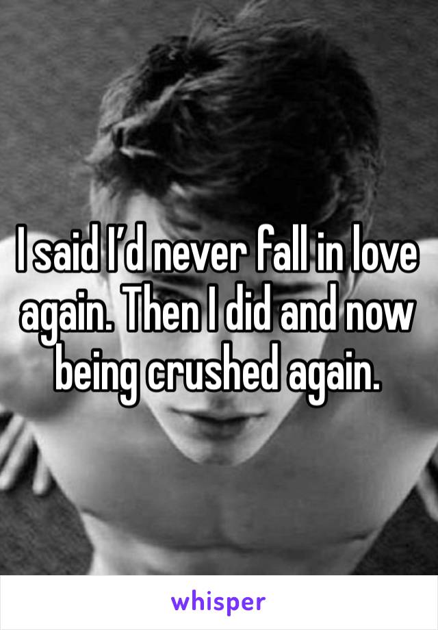 I said I’d never fall in love again. Then I did and now being crushed again. 