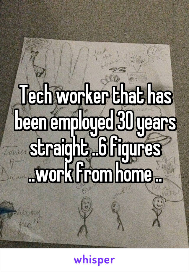 Tech worker that has been employed 30 years straight ..6 figures ..work from home ..