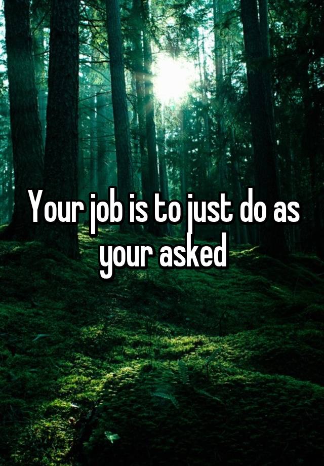 Your job is to just do as your asked