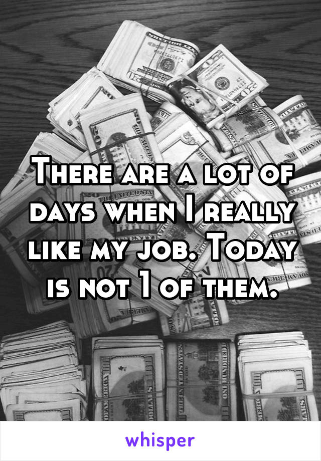 There are a lot of days when I really like my job. Today is not 1 of them.