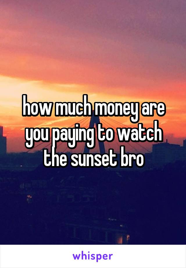 how much money are you paying to watch the sunset bro