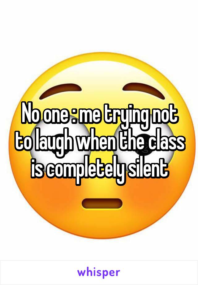 No one : me trying not to laugh when the class is completely silent