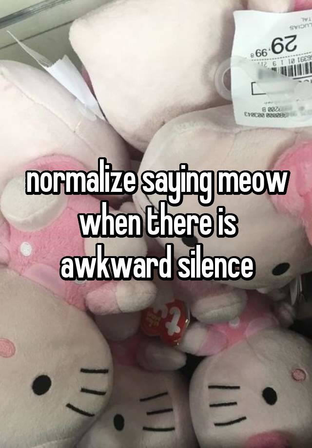 normalize saying meow when there is awkward silence