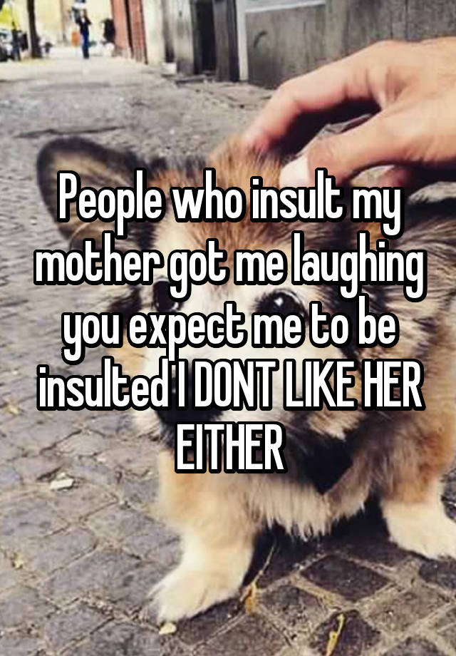 People who insult my mother got me laughing you expect me to be insulted I DONT LIKE HER EITHER