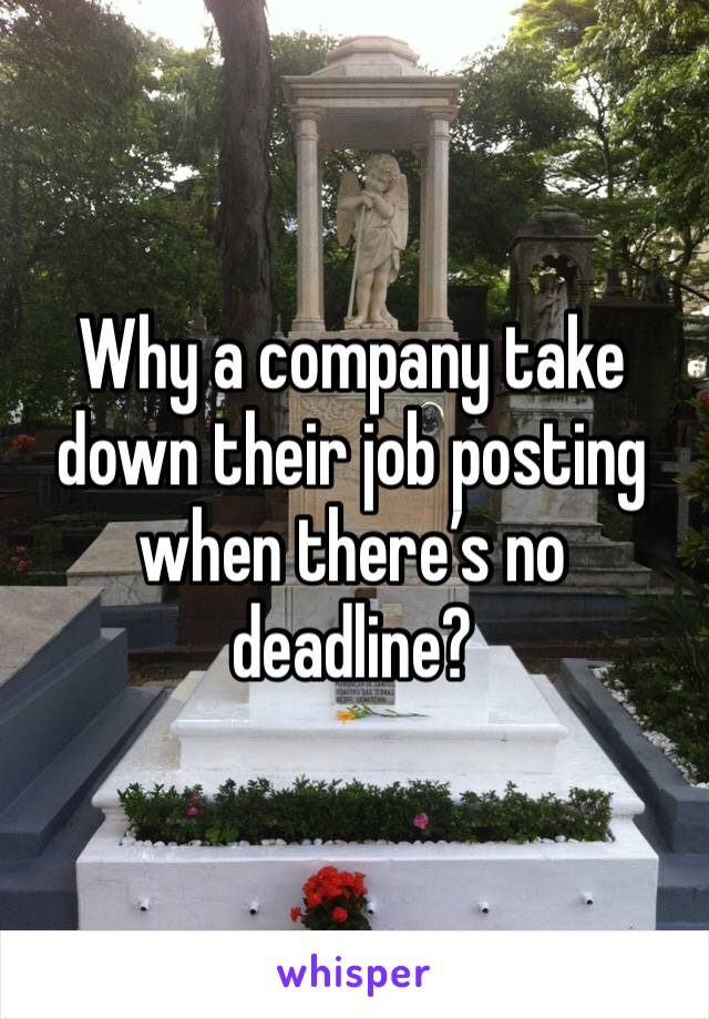 Why a company take down their job posting when there’s no deadline?