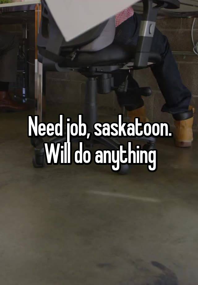 Need job, saskatoon. Will do anything