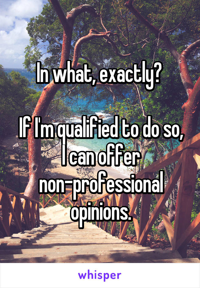 In what, exactly? 

If I'm qualified to do so, I can offer non-professional opinions.