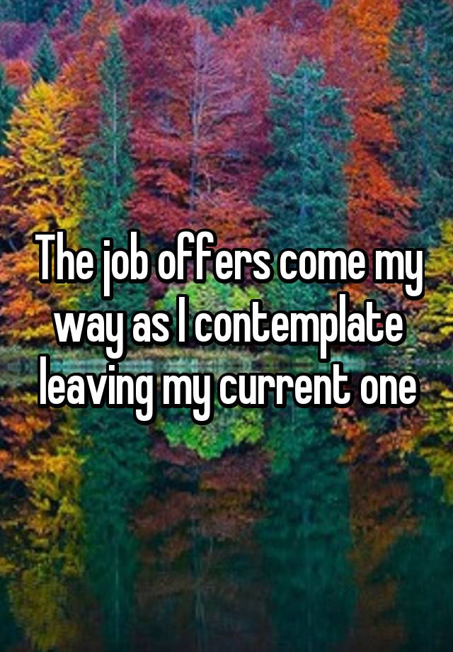 The job offers come my way as I contemplate leaving my current one