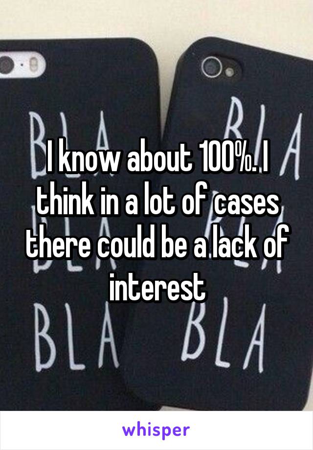 I know about 100%. I think in a lot of cases there could be a lack of interest