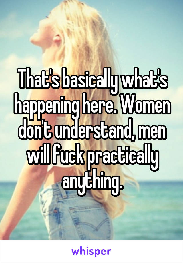 That's basically what's happening here. Women don't understand, men will fuck practically anything.