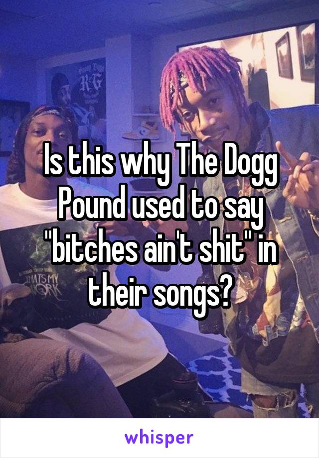 Is this why The Dogg Pound used to say "bitches ain't shit" in their songs?