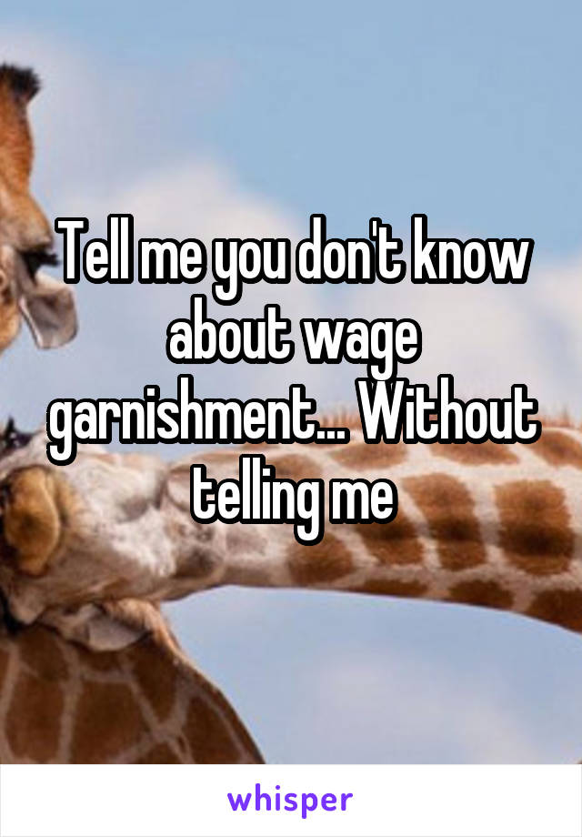 Tell me you don't know about wage garnishment... Without telling me
