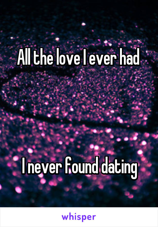 All the love I ever had 




I never found dating