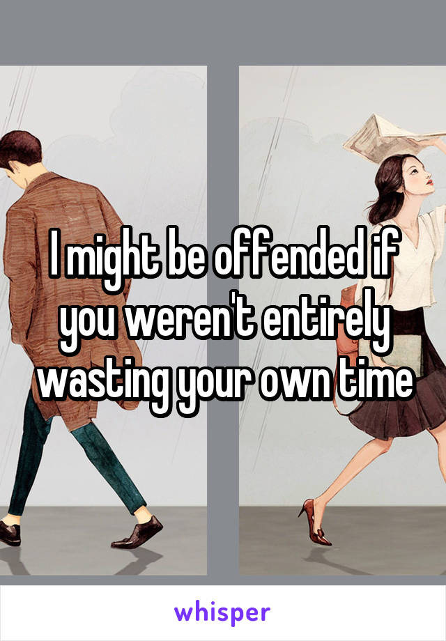 I might be offended if you weren't entirely wasting your own time