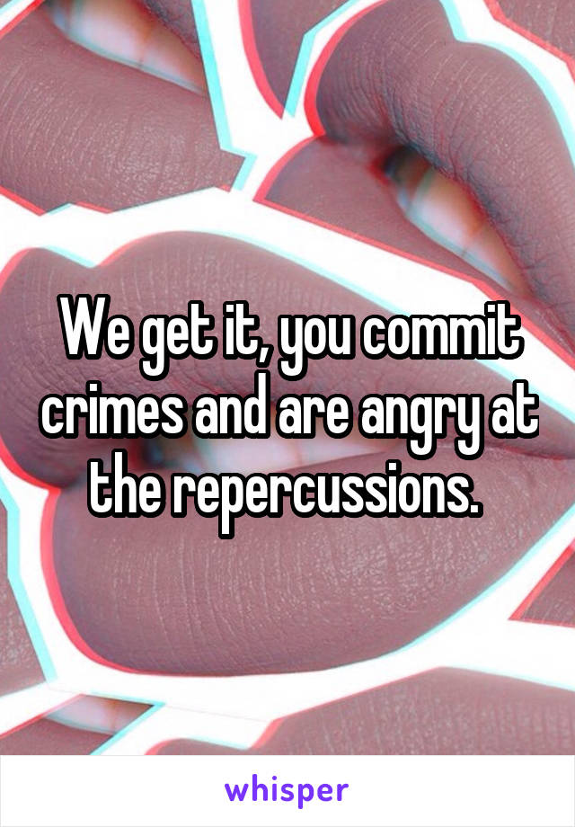 We get it, you commit crimes and are angry at the repercussions. 