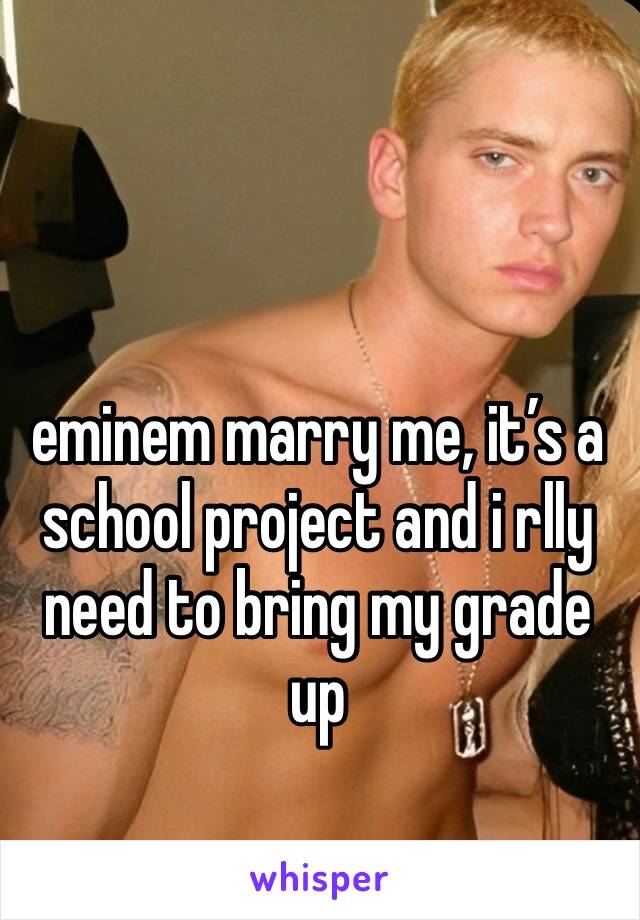 eminem marry me, it’s a school project and i rlly need to bring my grade up