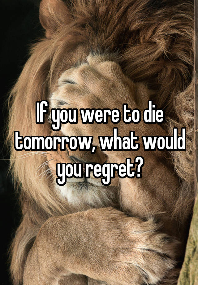 If you were to die tomorrow, what would you regret?