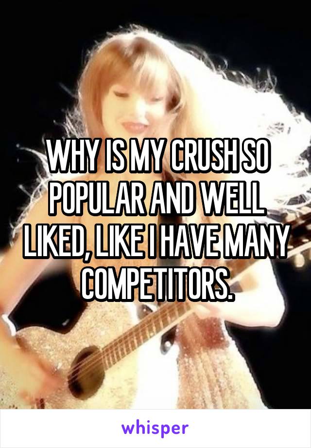 WHY IS MY CRUSH SO POPULAR AND WELL LIKED, LIKE I HAVE MANY COMPETITORS.