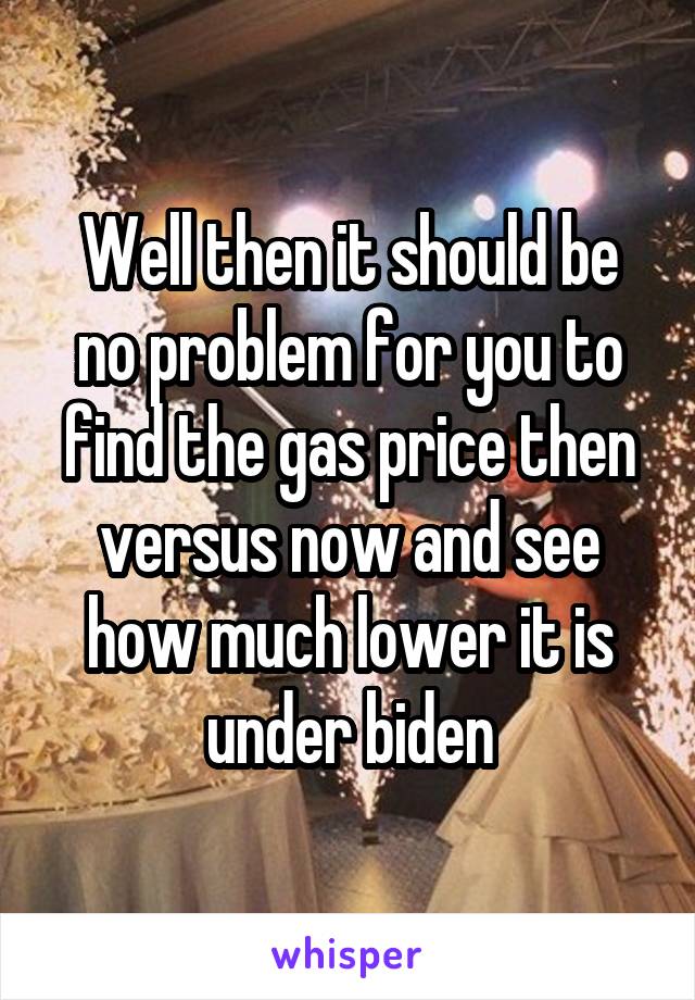 Well then it should be no problem for you to find the gas price then versus now and see how much lower it is under biden