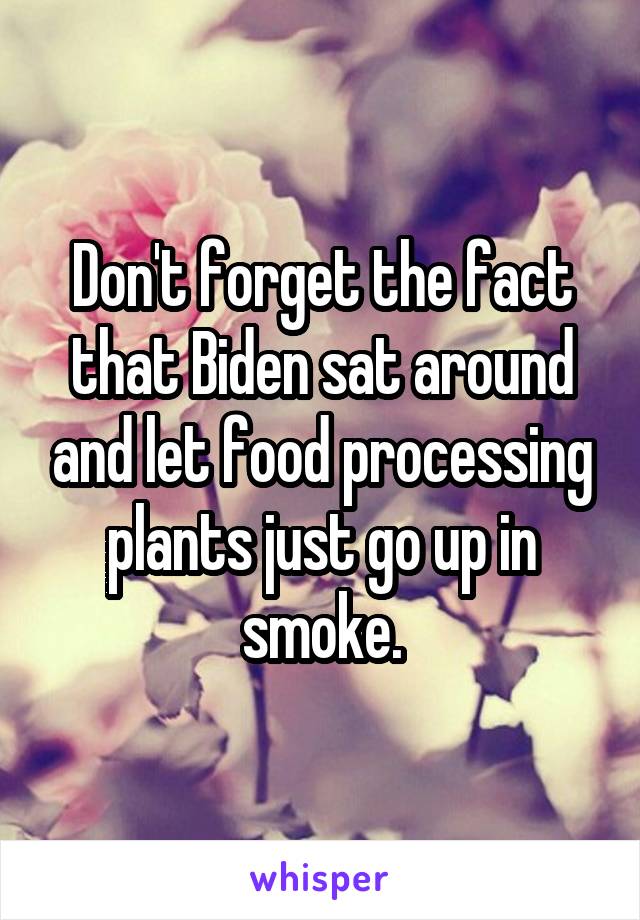 Don't forget the fact that Biden sat around and let food processing plants just go up in smoke.