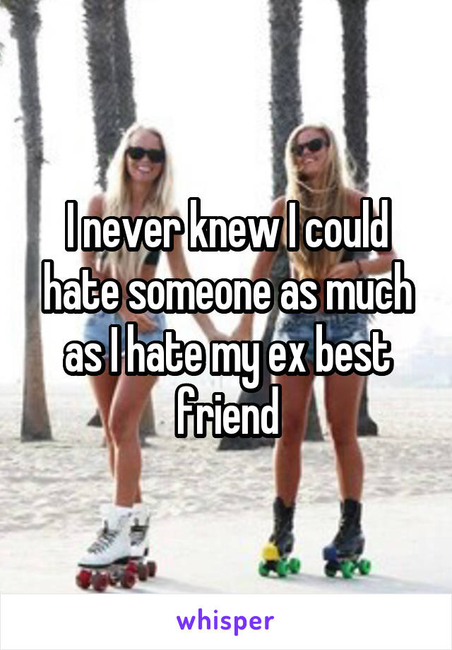 I never knew I could hate someone as much as I hate my ex best friend