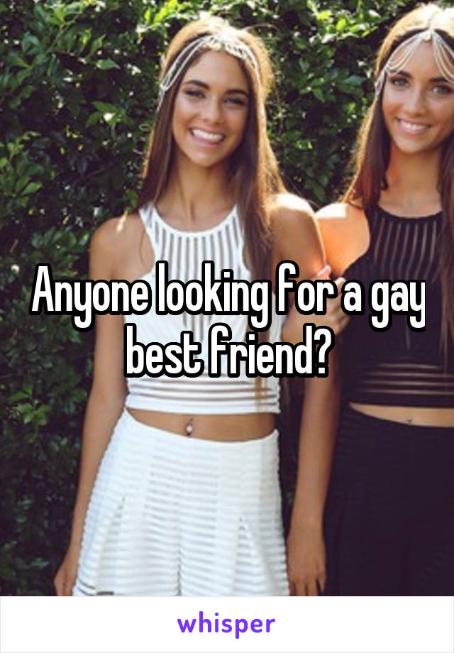 Anyone looking for a gay best friend?