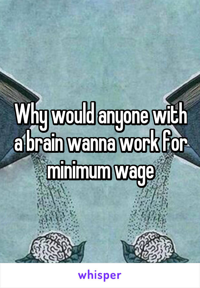 Why would anyone with a brain wanna work for minimum wage