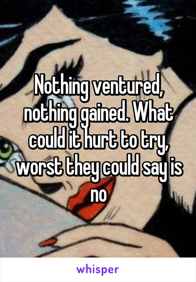 Nothing ventured, nothing gained. What could it hurt to try, worst they could say is no