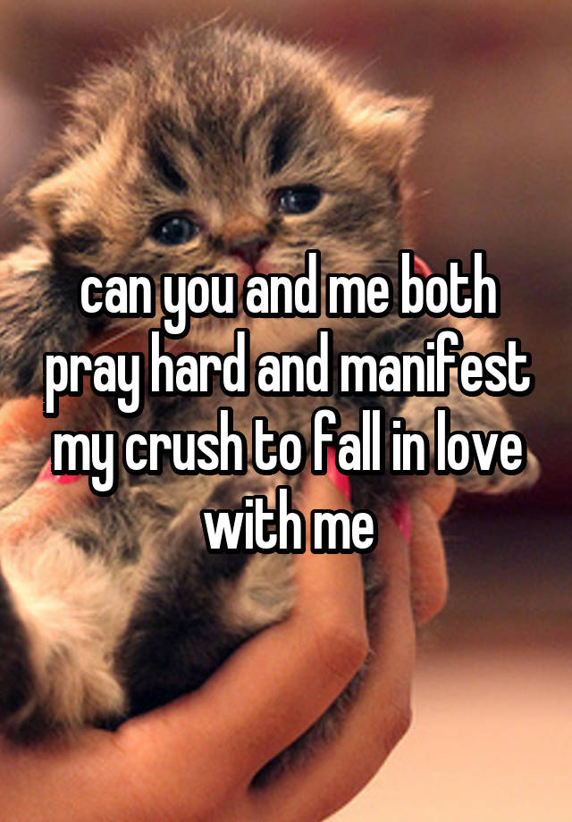 can you and me both pray hard and manifest my crush to fall in love with me