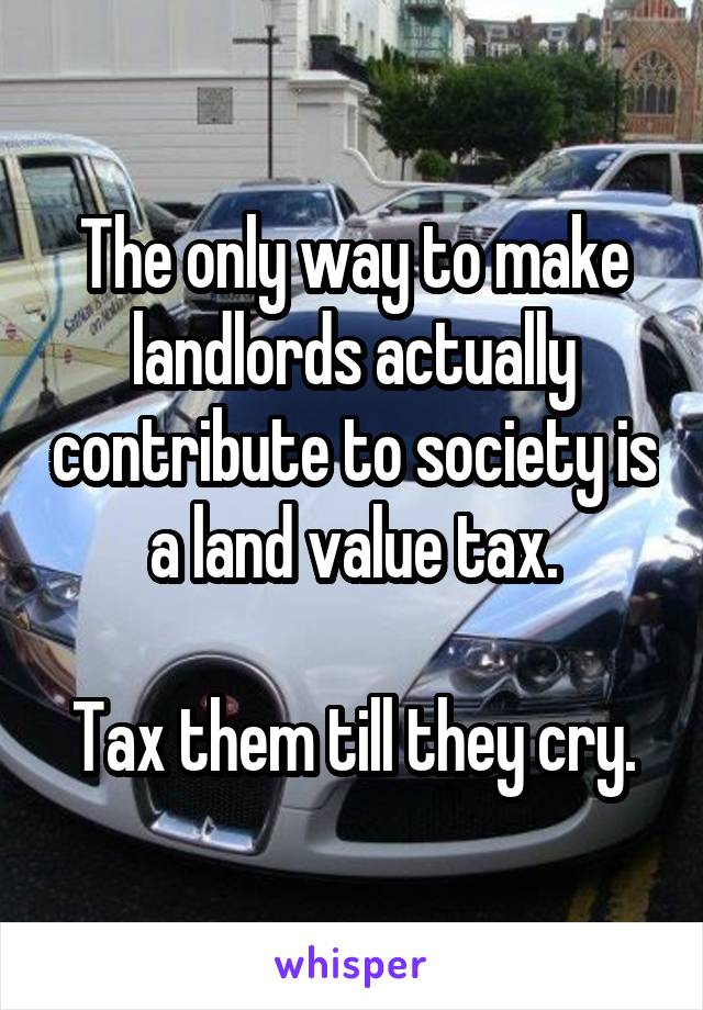 The only way to make landlords actually contribute to society is a land value tax.

Tax them till they cry.