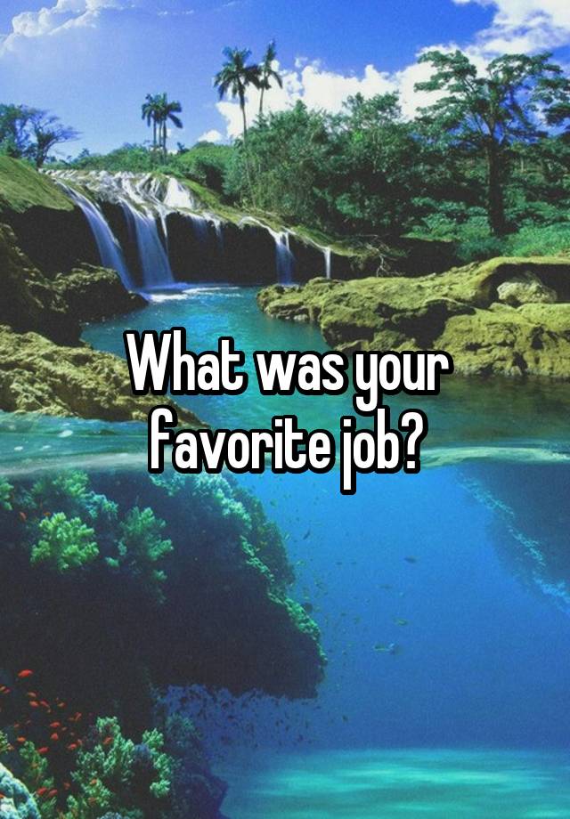 What was your favorite job?