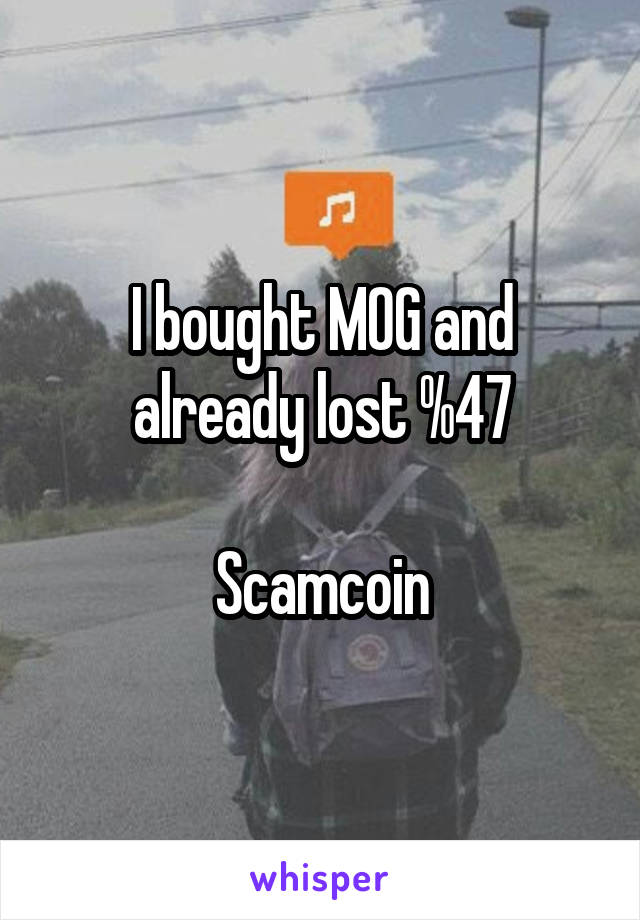 I bought MOG and already lost %47

Scamcoin