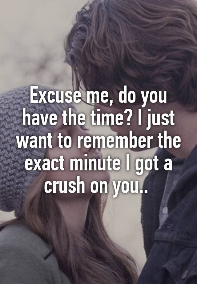 Excuse me, do you have the time? I just want to remember the exact minute I got a crush on you.. 