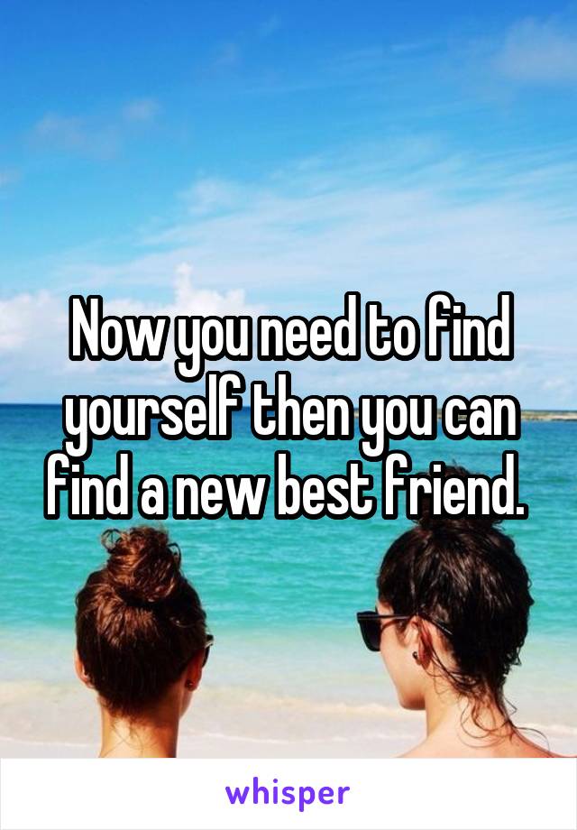 Now you need to find yourself then you can find a new best friend. 