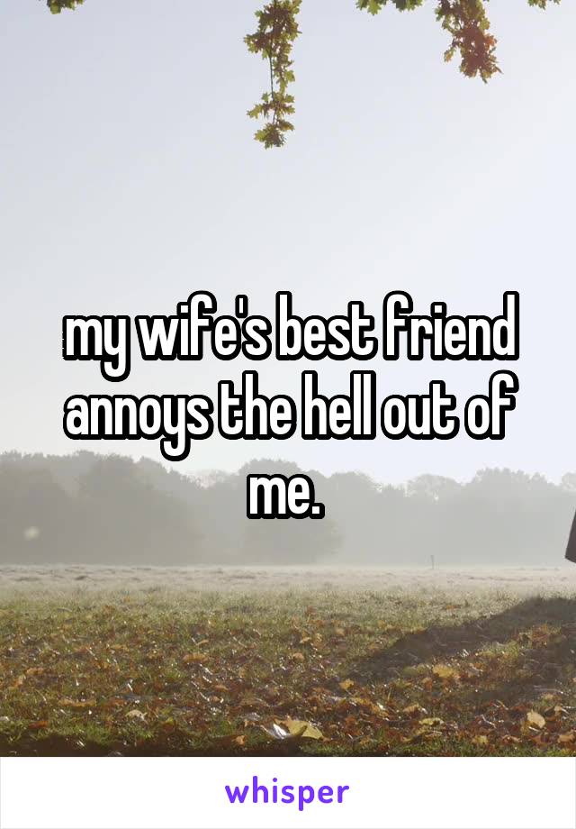 my wife's best friend annoys the hell out of me. 