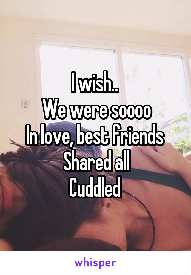 I wish.. 
We were soooo
In love, best friends 
Shared all
Cuddled 