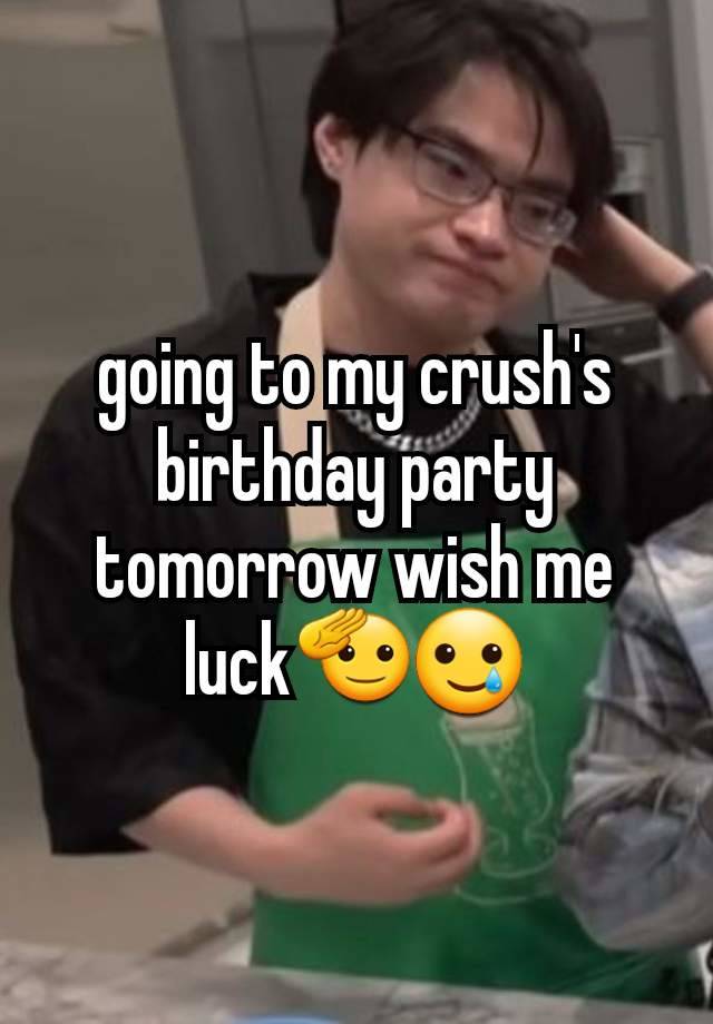 going to my crush's birthday party tomorrow wish me luck🫡🥲