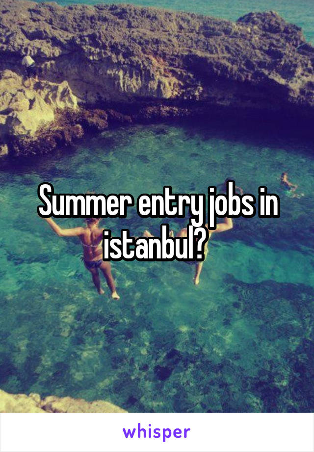 Summer entry jobs in istanbul? 