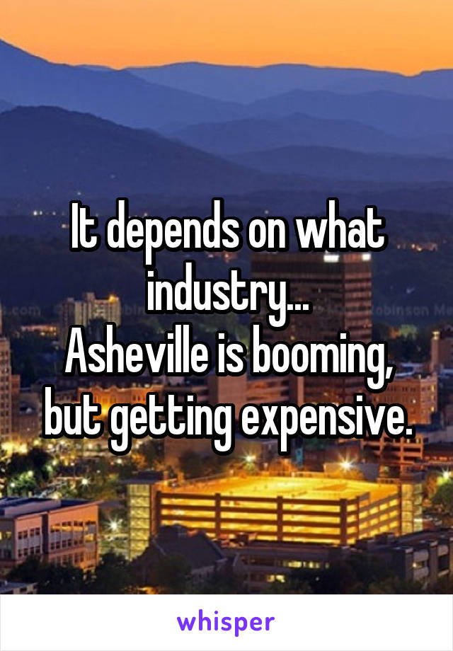 It depends on what industry...
Asheville is booming, but getting expensive.