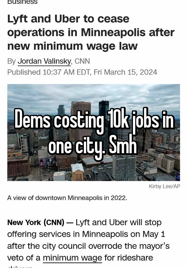 Dems costing 10k jobs in one city. Smh 