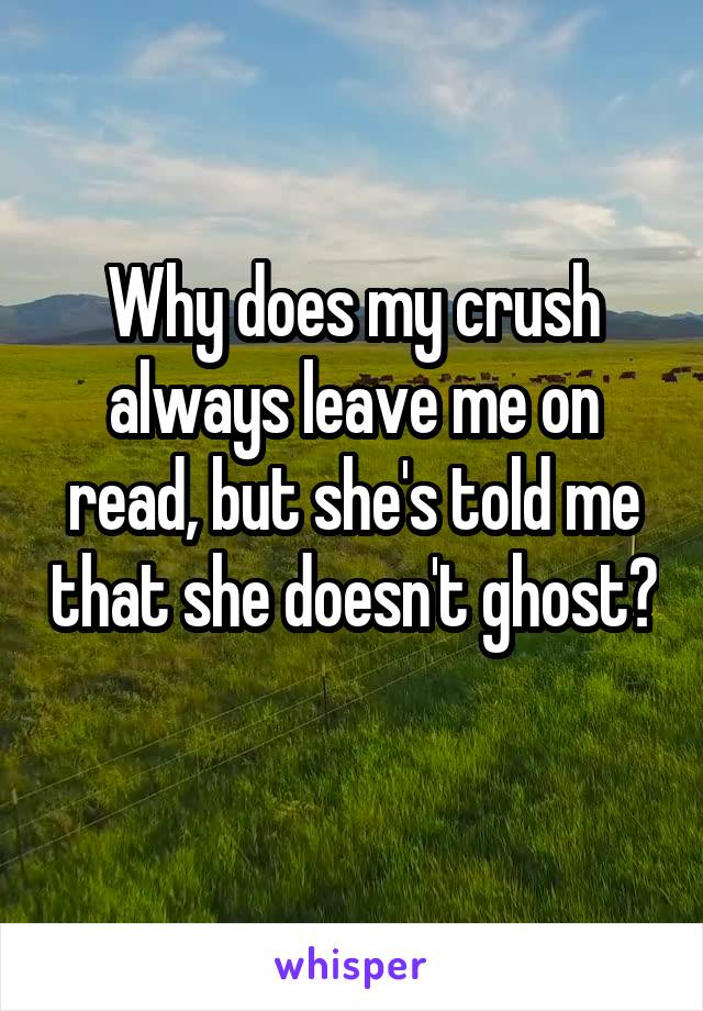 Why does my crush always leave me on read, but she's told me that she doesn't ghost? 