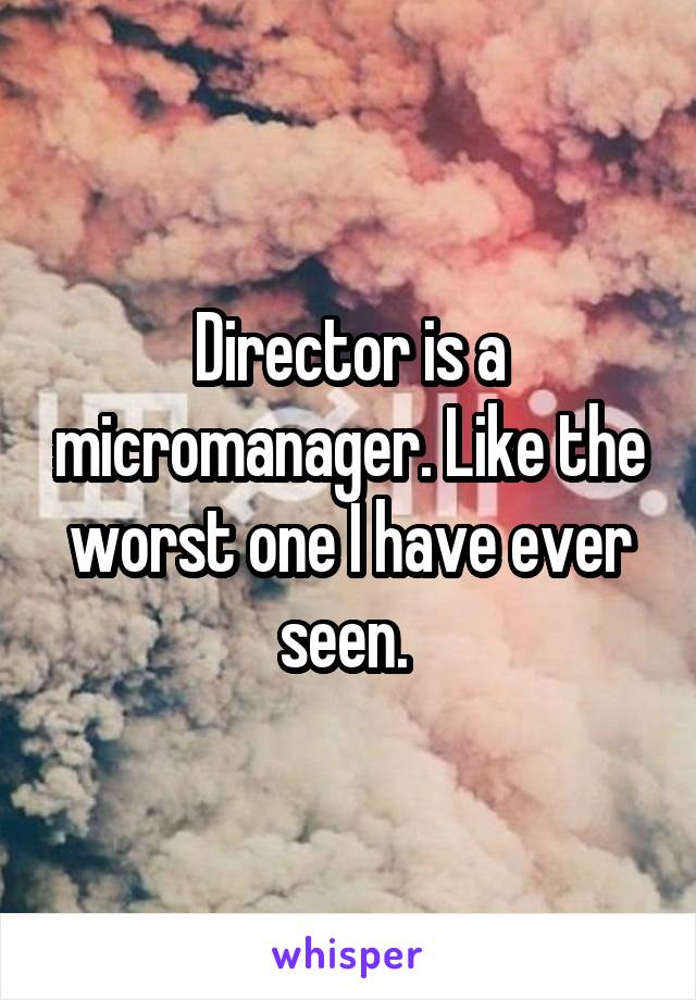 Director is a micromanager. Like the worst one I have ever seen. 