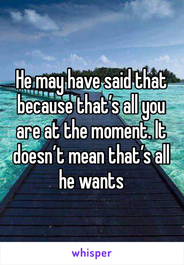 He may have said that because that’s all you are at the moment. It doesn’t mean that’s all he wants