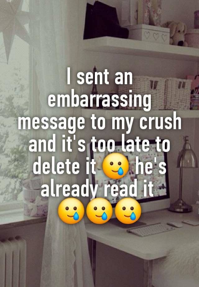 I sent an embarrassing message to my crush and it's too late to delete it 🥲 he's already read it 
🥲🥲🥲